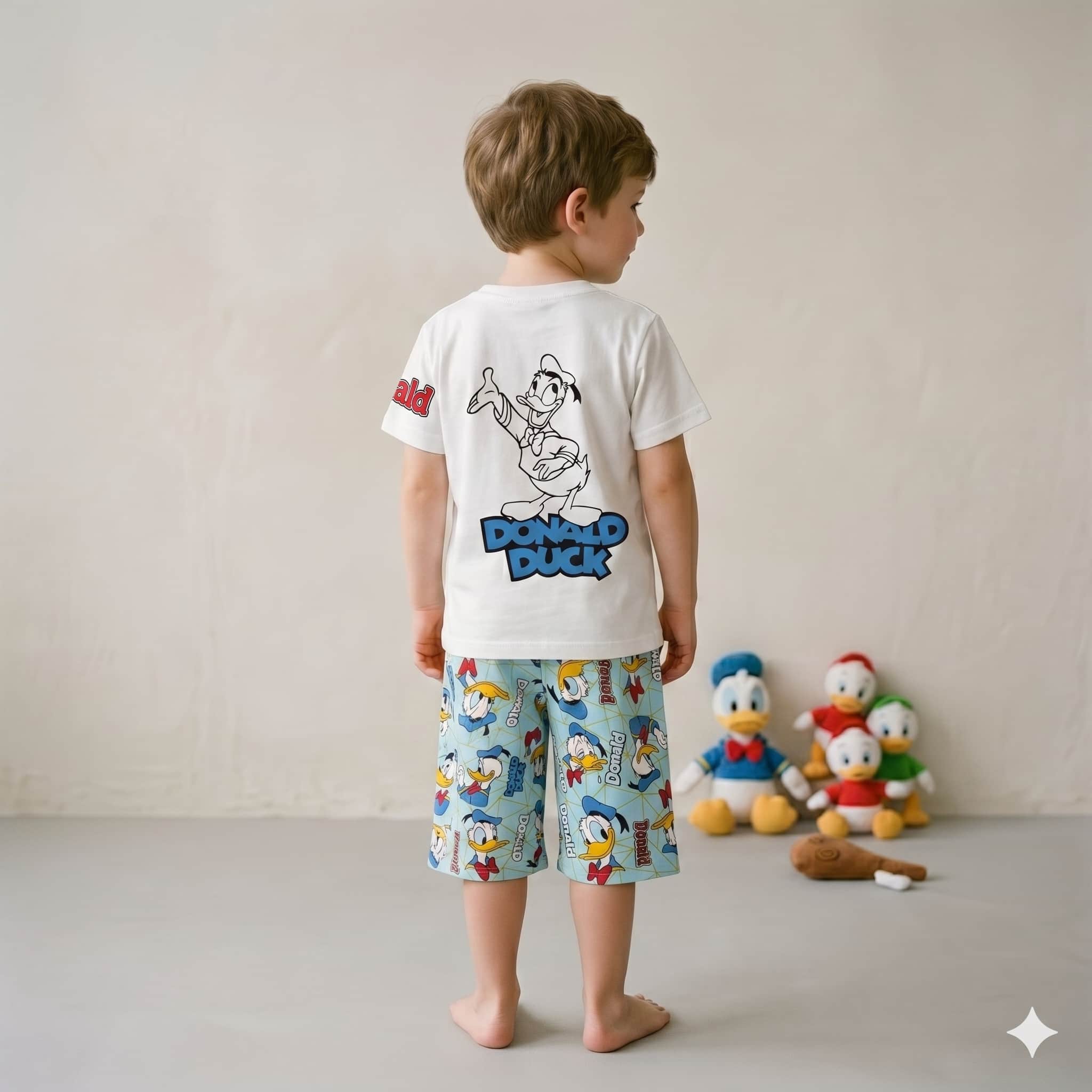 Quack Style Boys Half Sleeves Short Set - White
