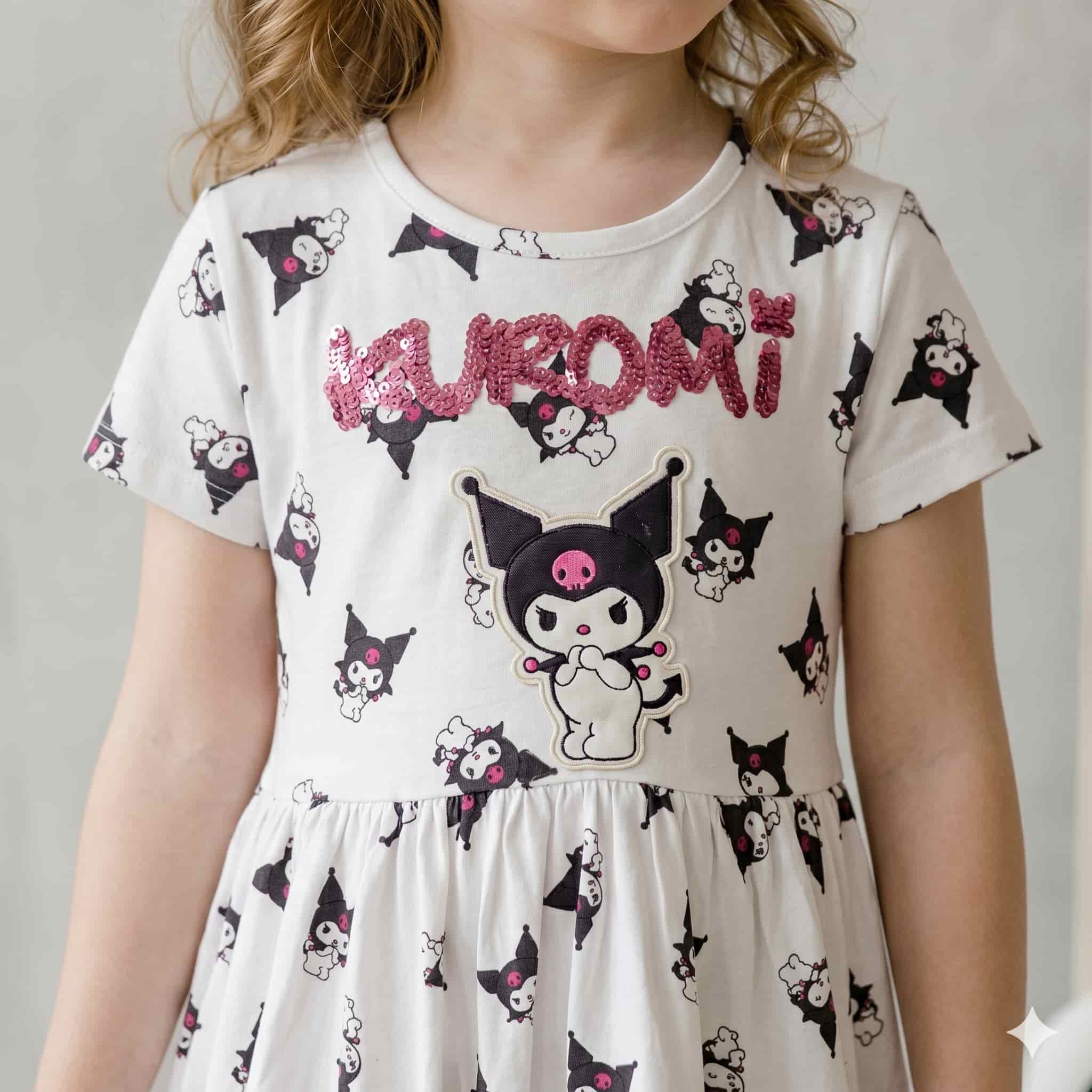 Kuromi Girls Frock - White