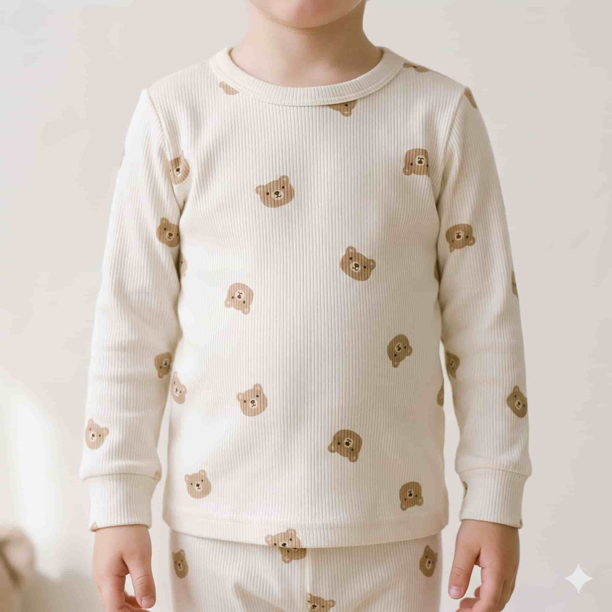 Teddy Dreams Boys Full Sleeves Pajama Set – Cream White