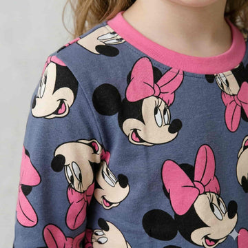 Mickey Girls Full Sleeves Pajama Sets - Dark Grey