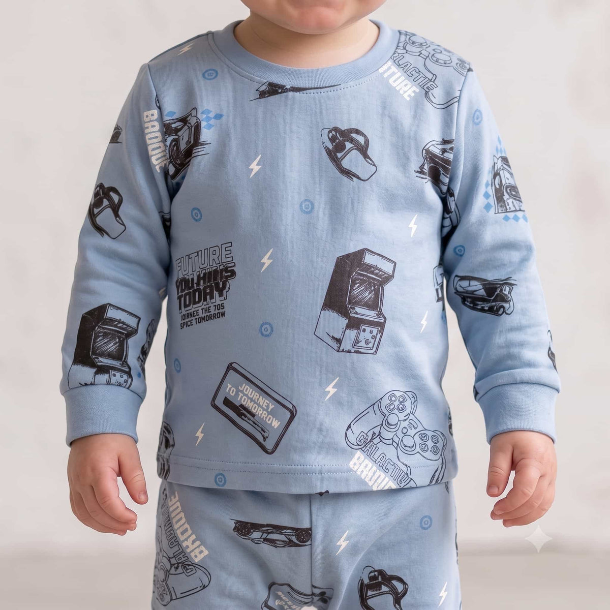 Game Rush Baby Boys Full Sleeves Pajama Set – Sky Blue