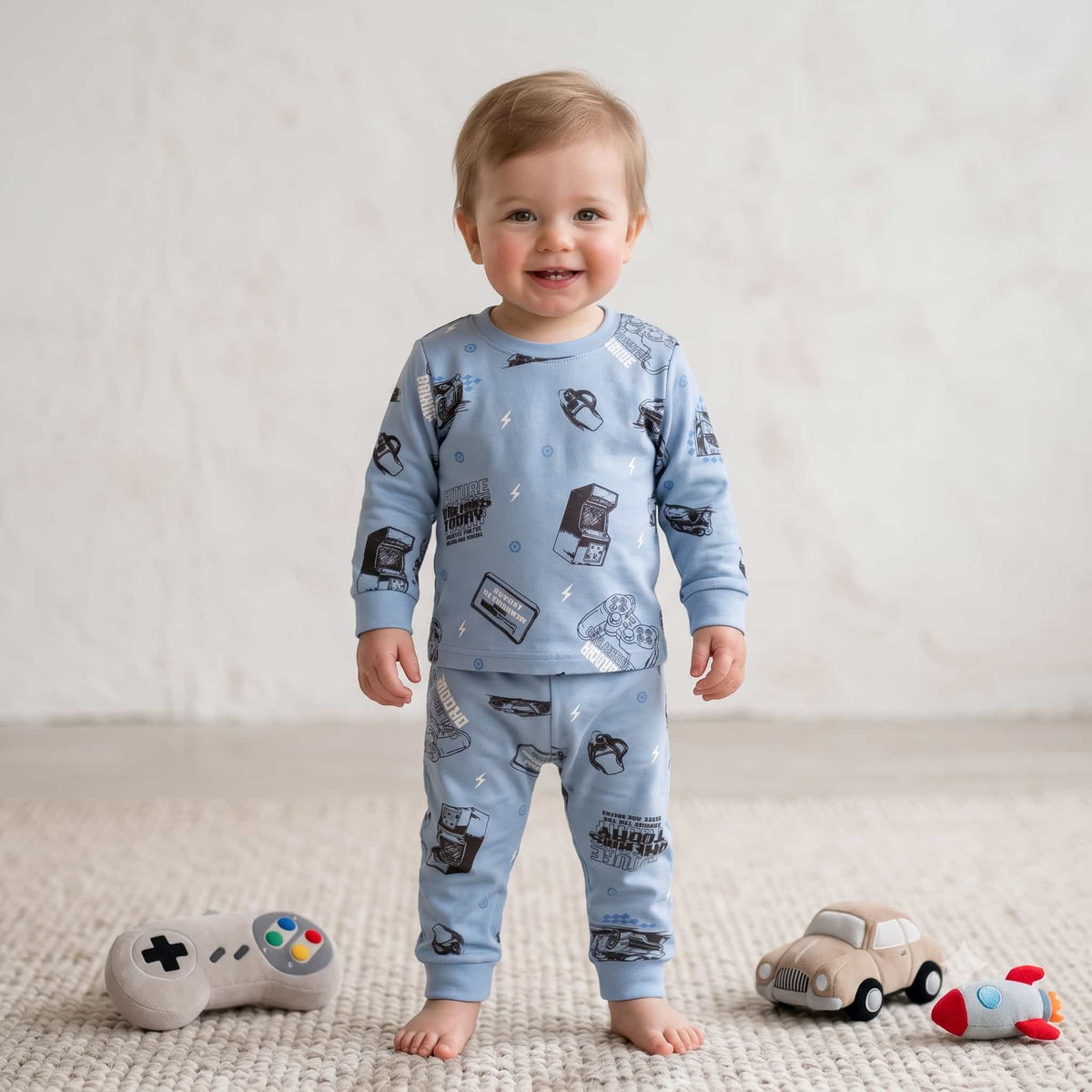 Game Rush Baby Boys Full Sleeves Pajama Set – Sky Blue