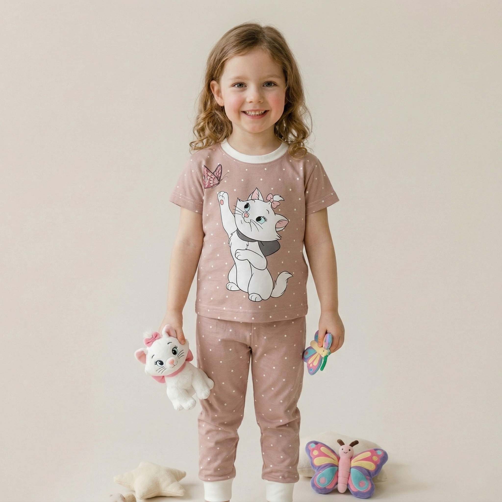 Cat Marie Girls Short Sleeves Pajama Set - Brown
