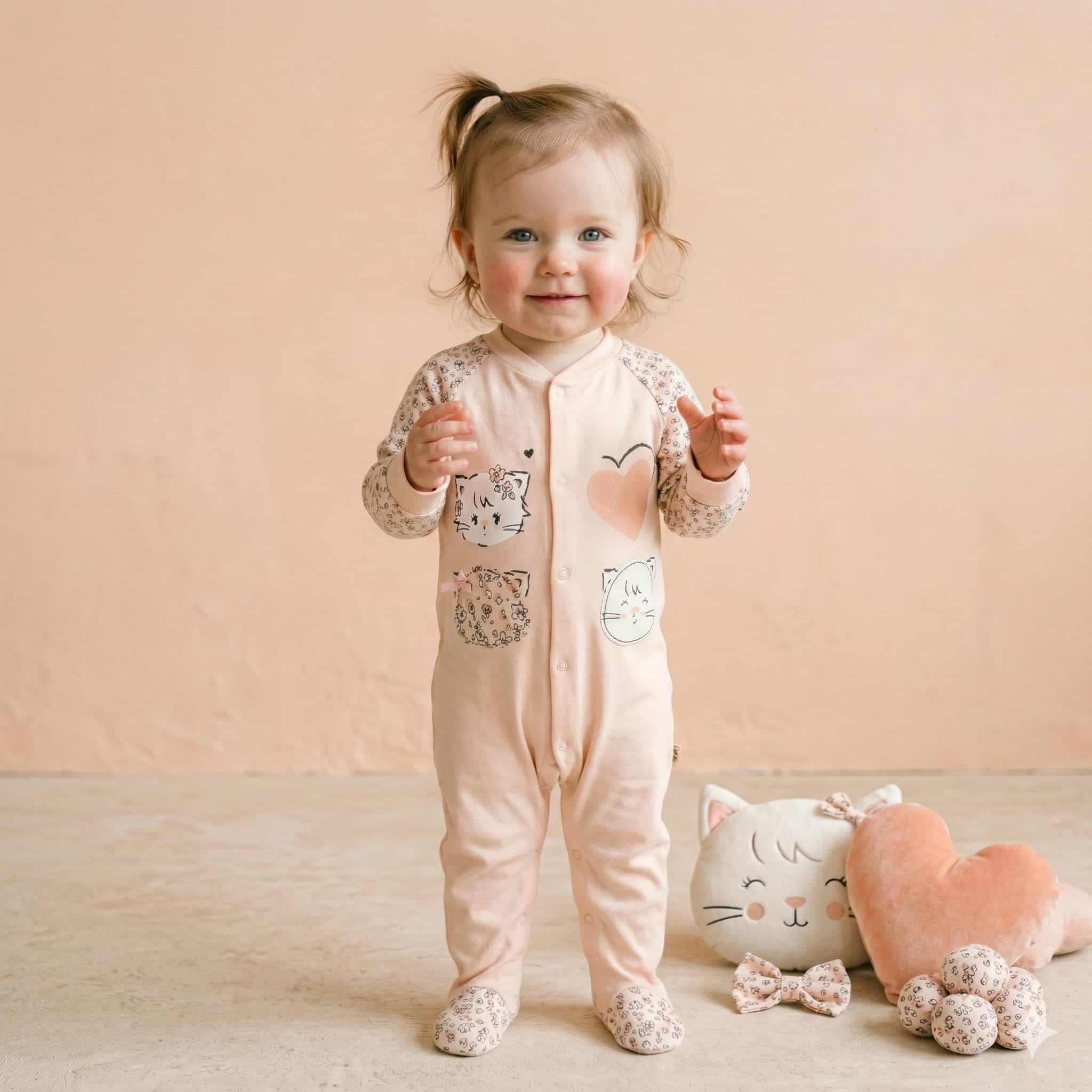 Cutie Cat Baby Girl Set - Orange