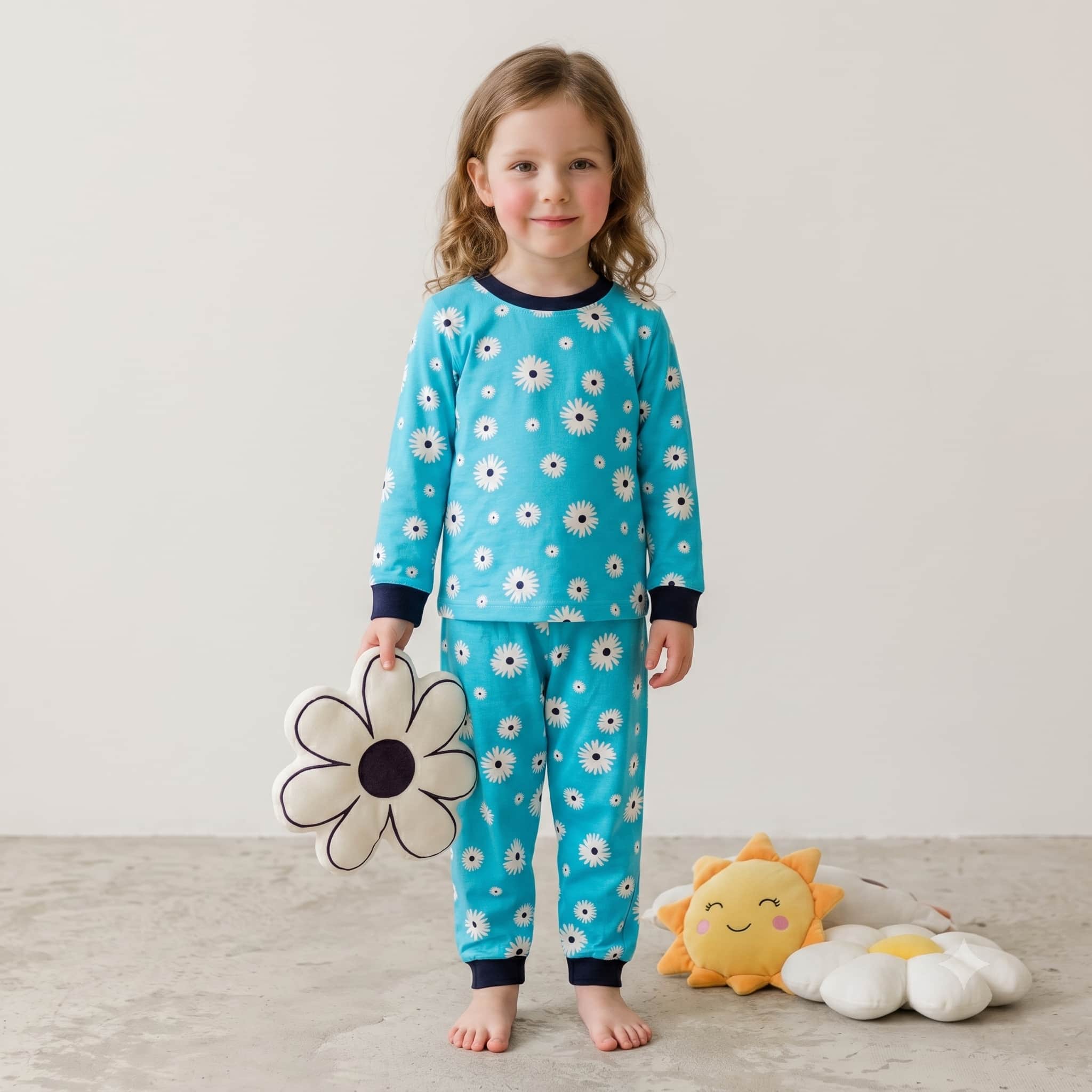 Daisy Dream Girls Full Sleeves Pajama Set - Blue