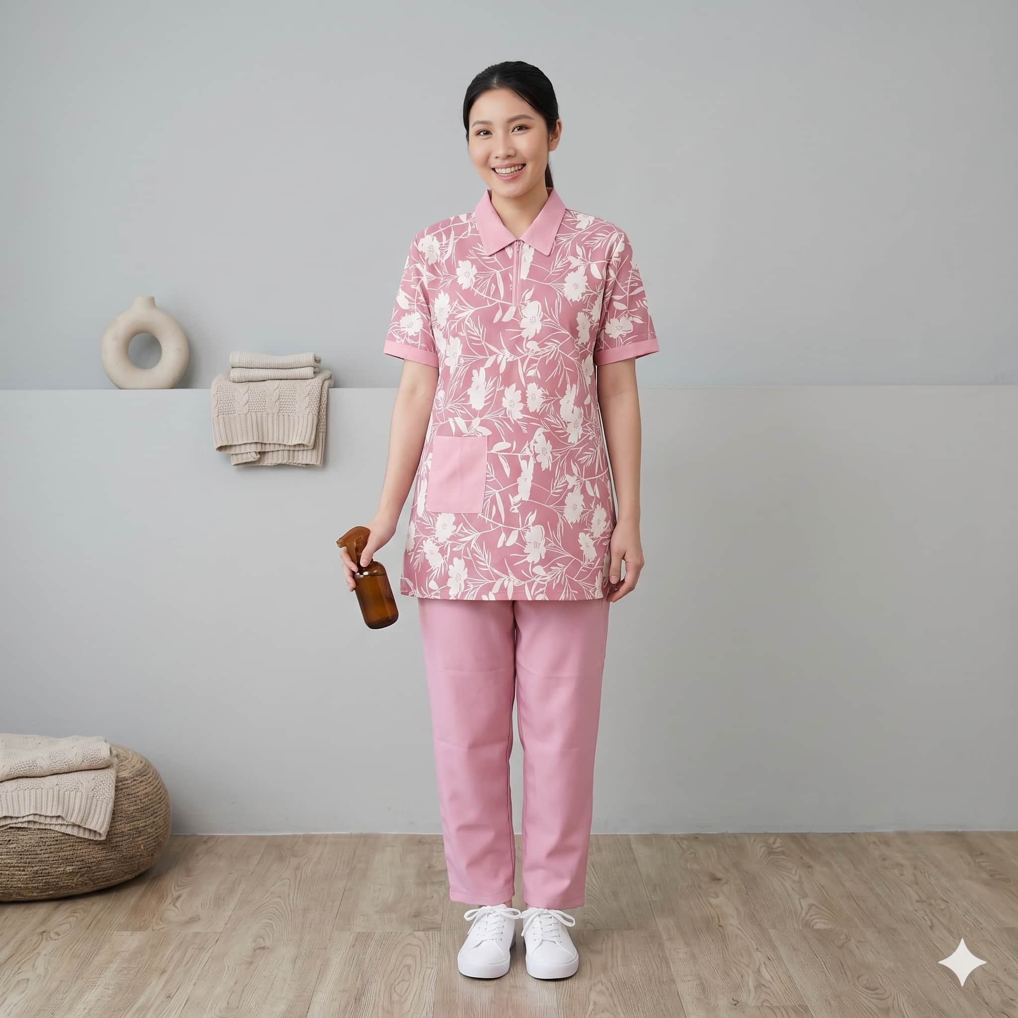 Blush Blossom Maid Women Uniform Set - Pink