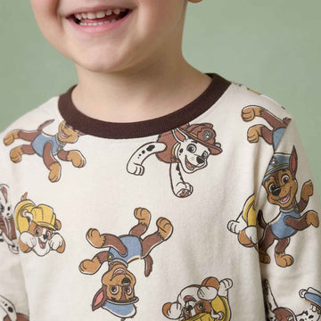 Paw Patrol Boys Full Sleeves Pajama Set - Cream & Brown