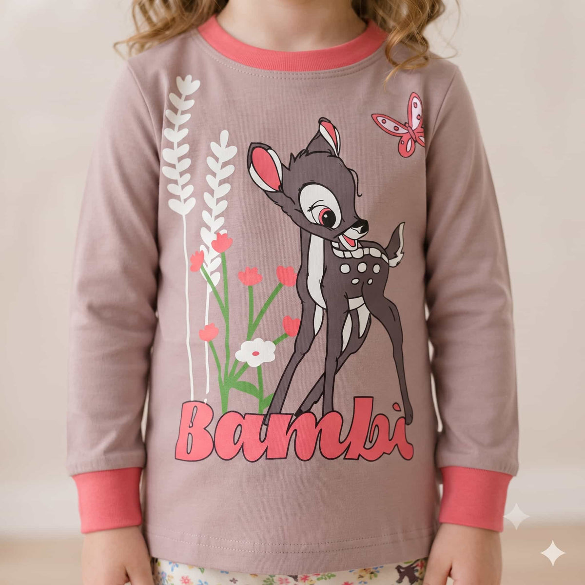 Bambi Girls Full Sleeves Pajama Set – Taupe