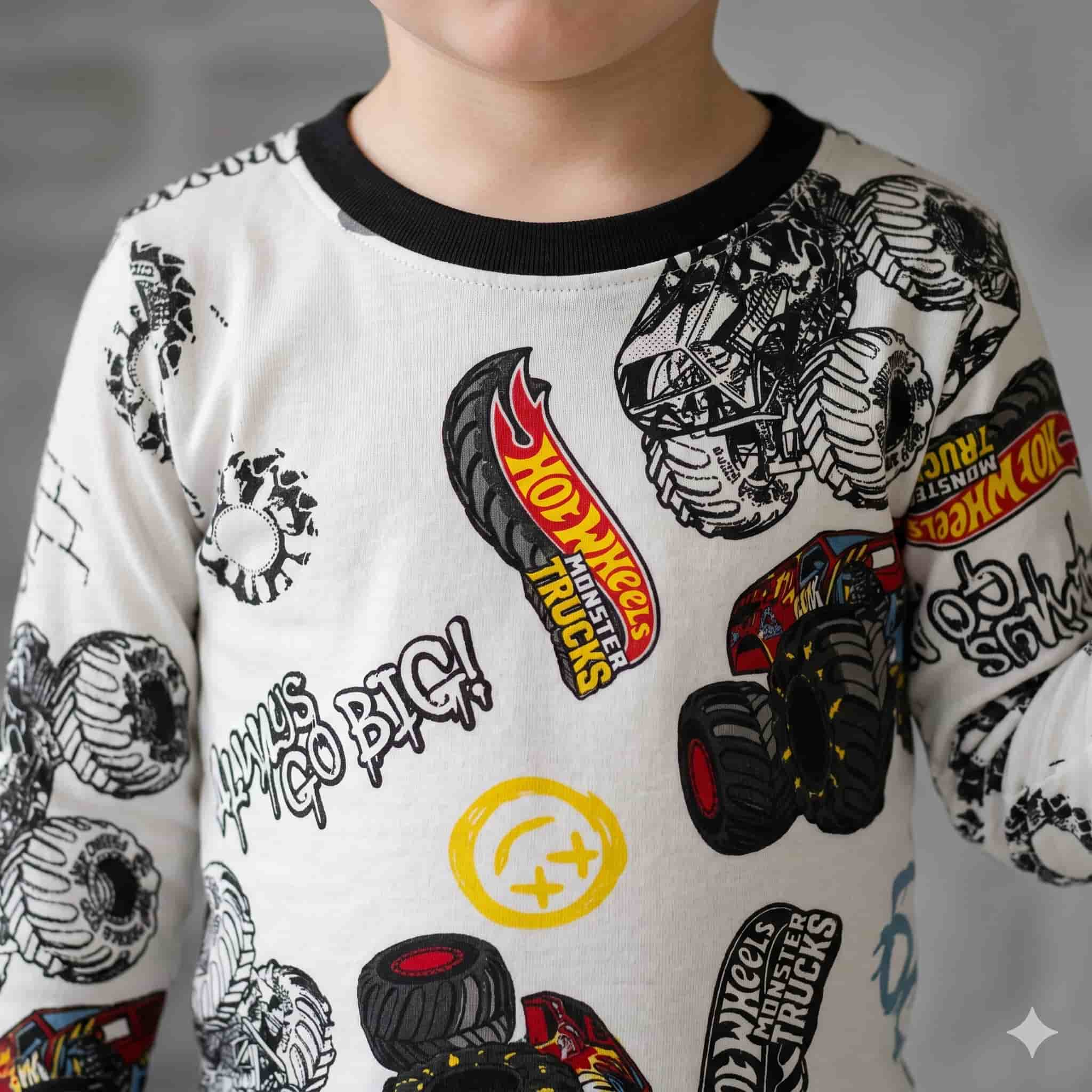 Hot Wheels Boys Full Sleeves Set - White