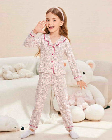 Floral Baby Girl Button Up Pajama Sets- Pink