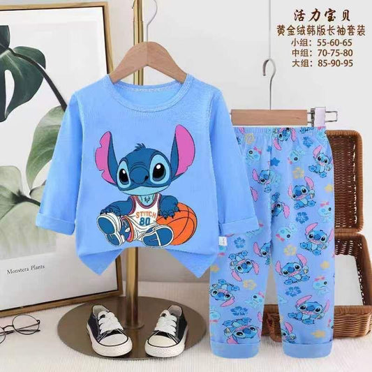 Stitch Girls Full Sleeves Pajama Set - Blue