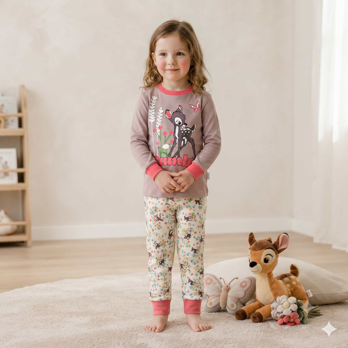 Bambi Girls Full Sleeves Pajama Set – Taupe