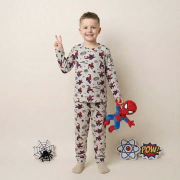 Amazing Spiderman Boys Full Sleeves Pajama Set - Grey