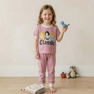 Classic Princess Girls Short Sleeves Pajama Set - Pink