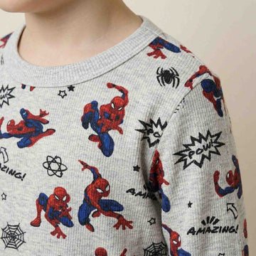 Amazing Spiderman Boys Full Sleeves Pajama Set - Grey