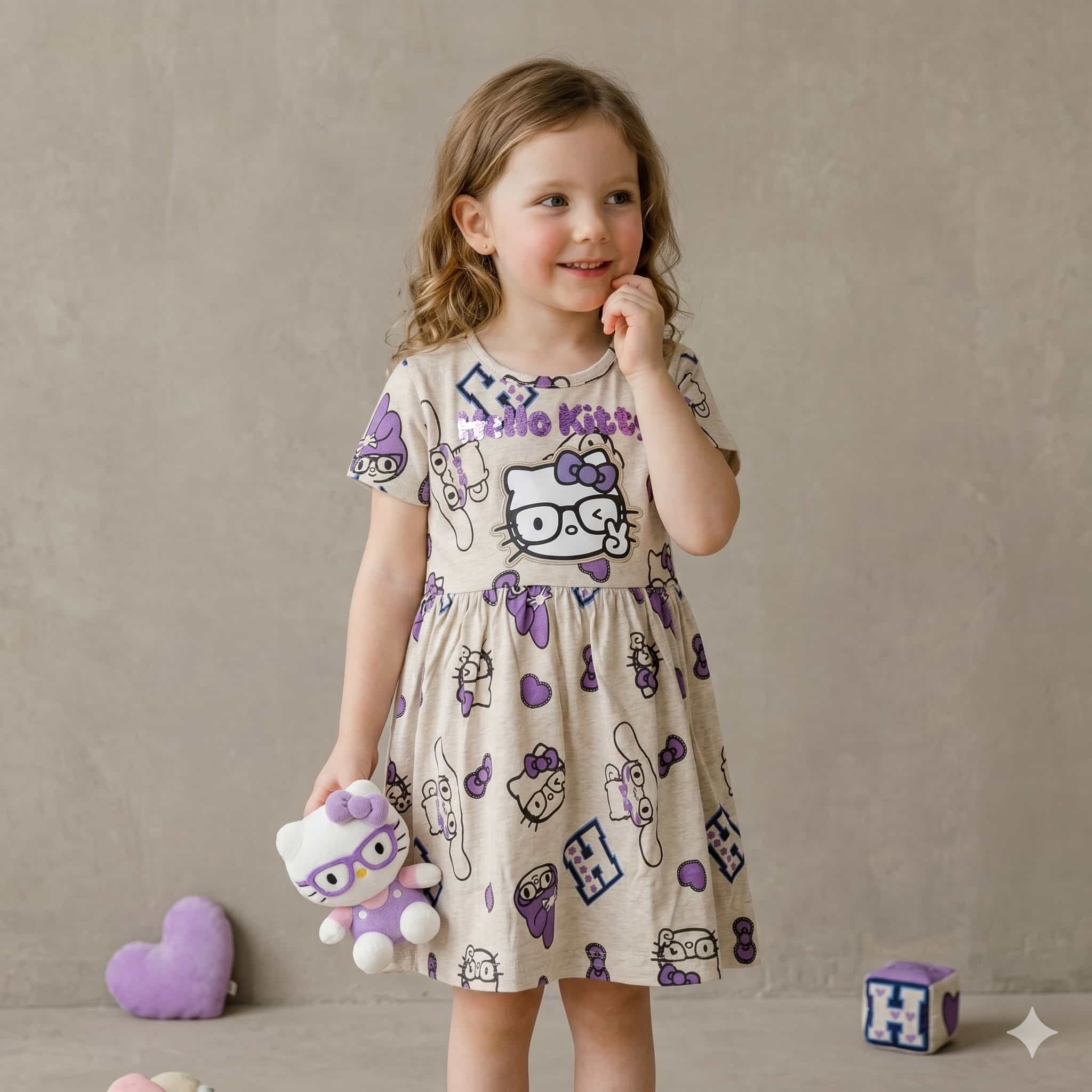 Hello Kitty Girls Frock - Beige