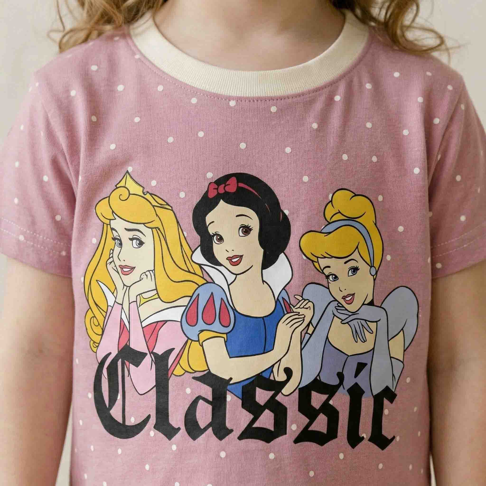 Classic Princess Girls Short Sleeves Pajama Set - Pink