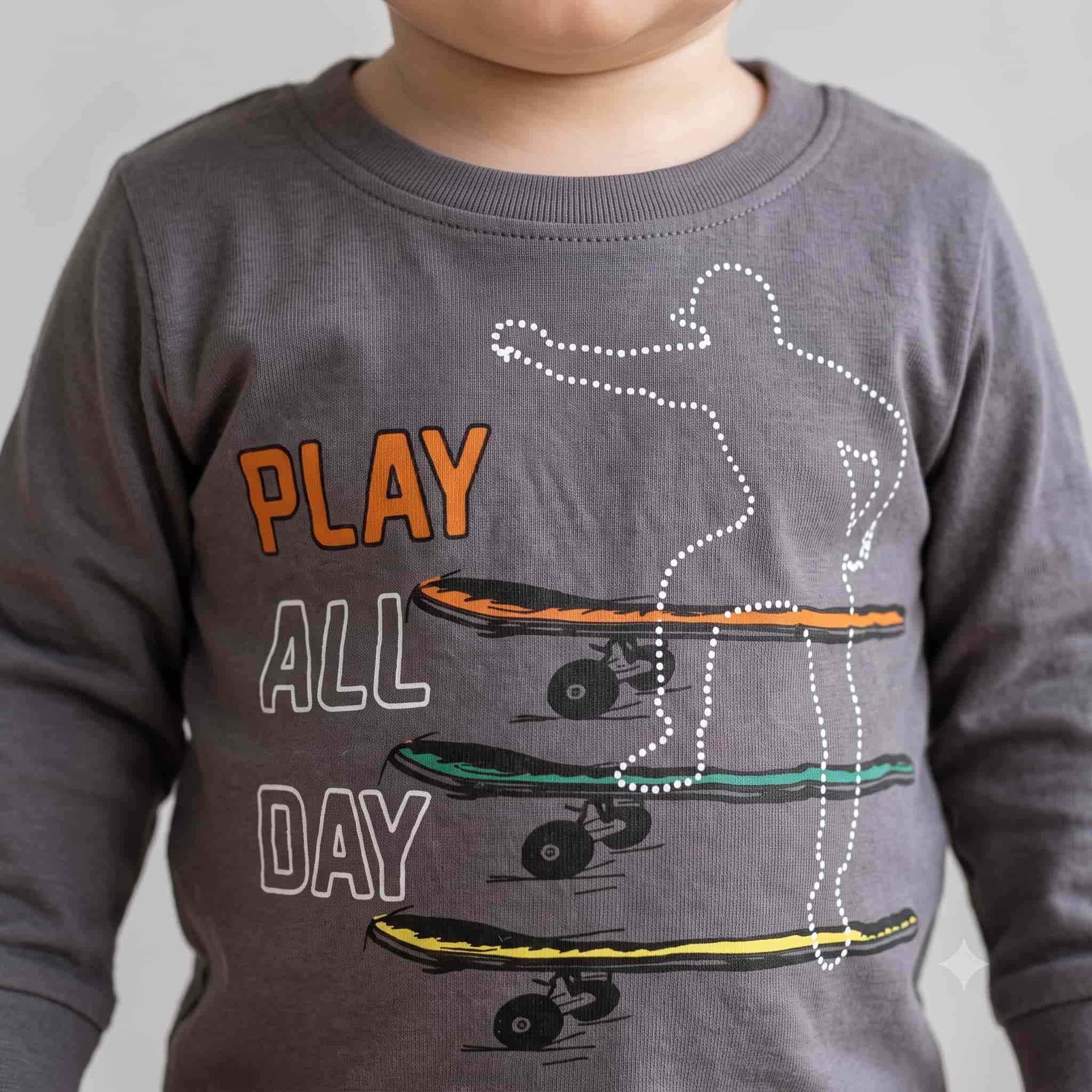 Urban Play Baby Boys Full Sleeves Pajama Set - Dark Grey