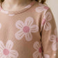 Floral Rib Girls Full Sleeves Pajama Set - Peach