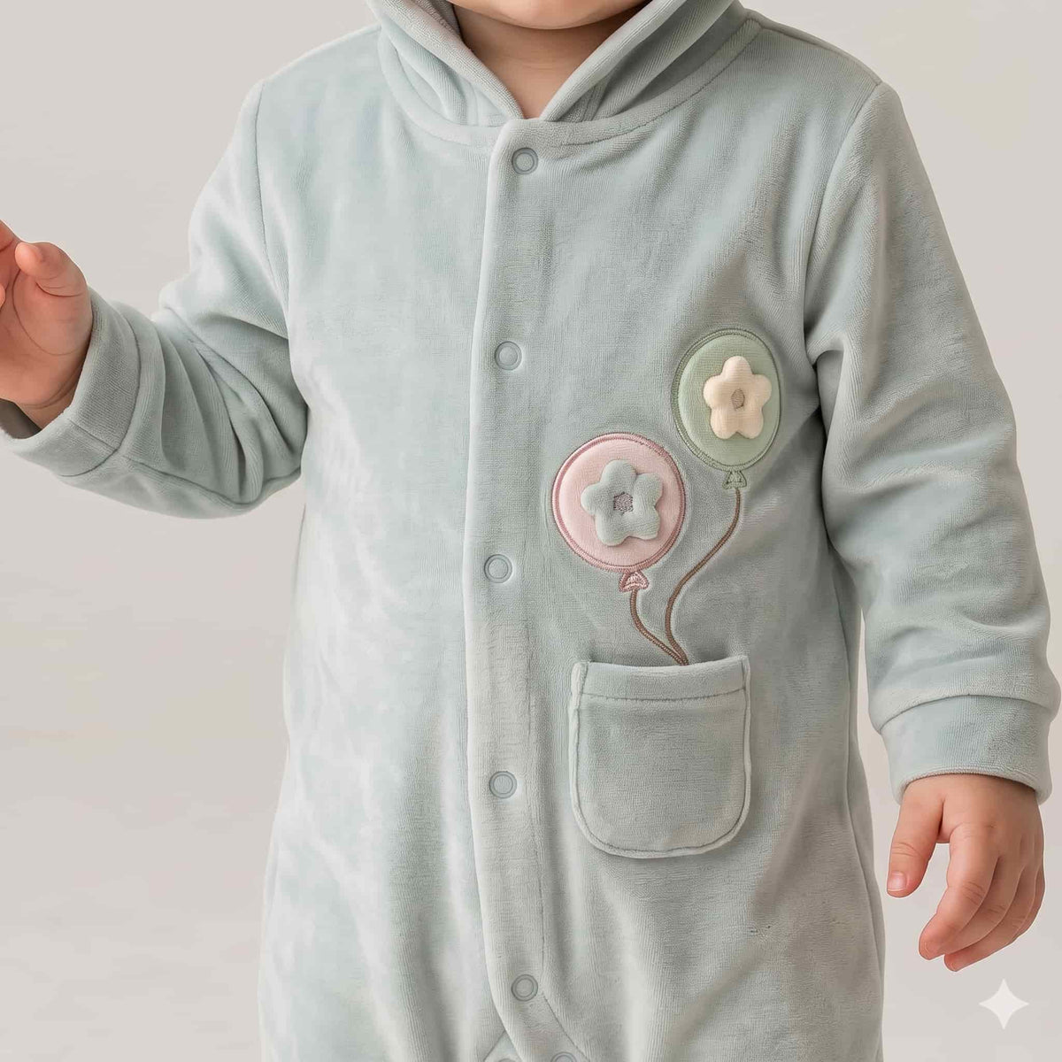 Blooming Wishes Baby Girls Winter Full Sleeves Romper – Mint Green