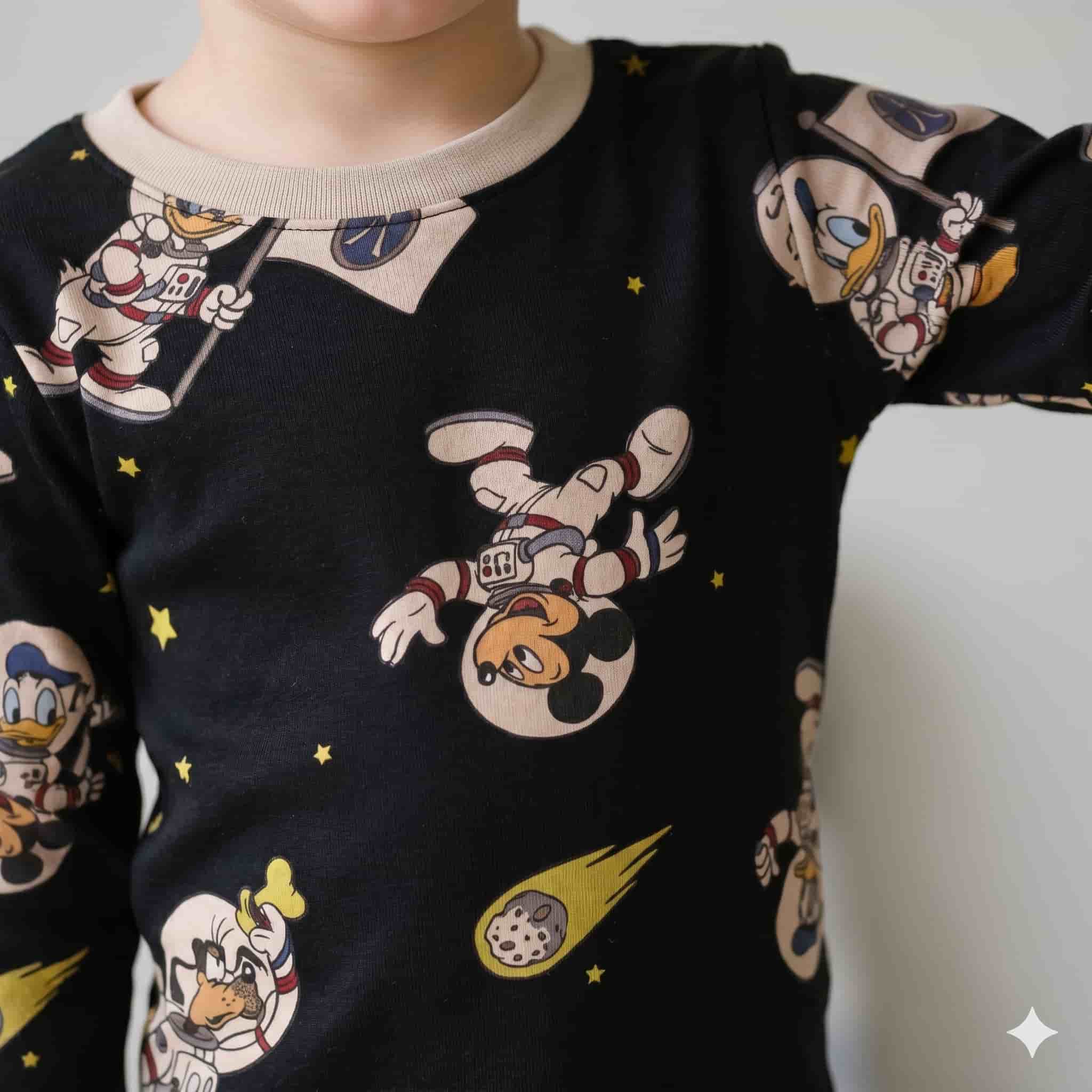 Space Mickey Mouse Boys Full Sleeves Set - Black