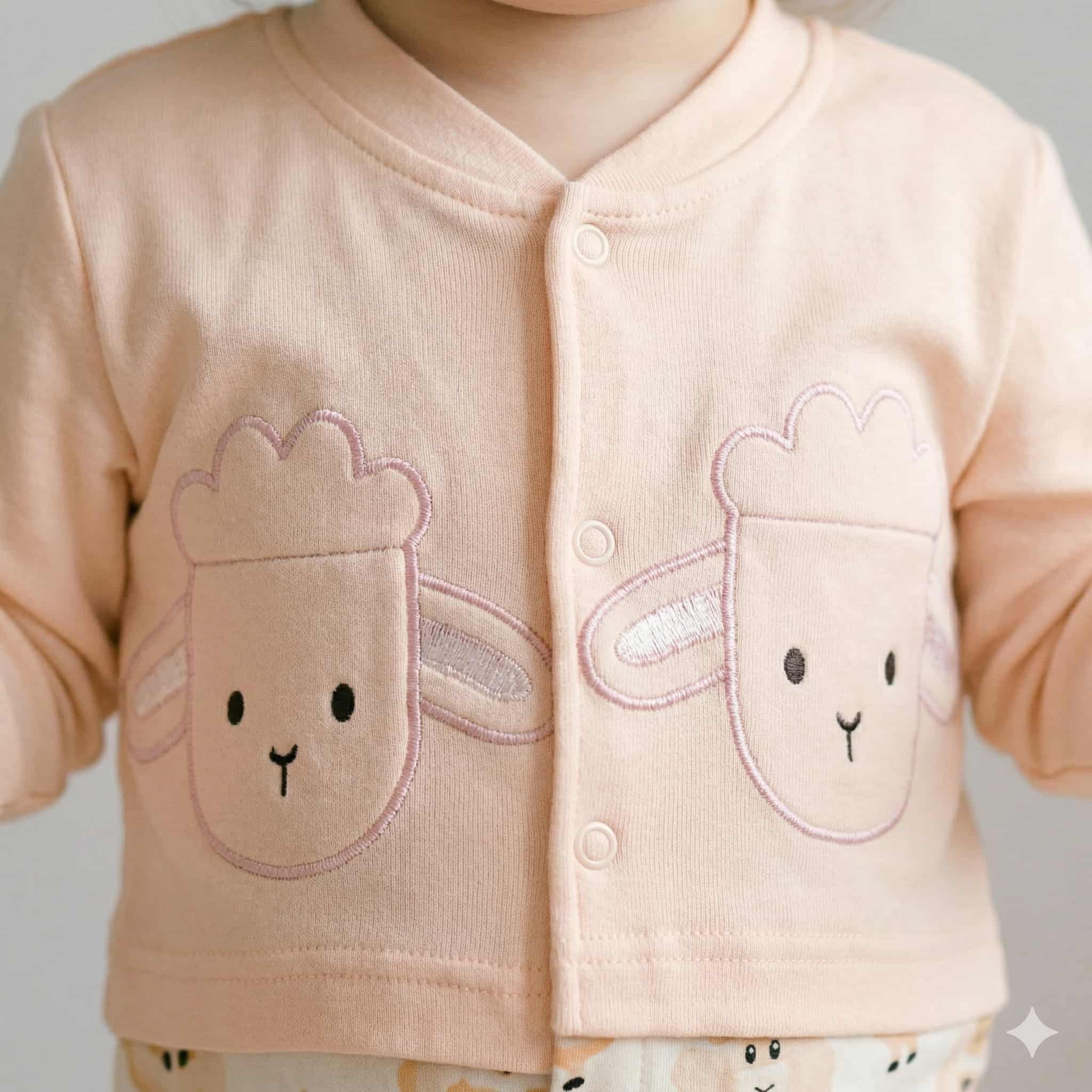 Cute Sheep Baby Girl Set - Peach