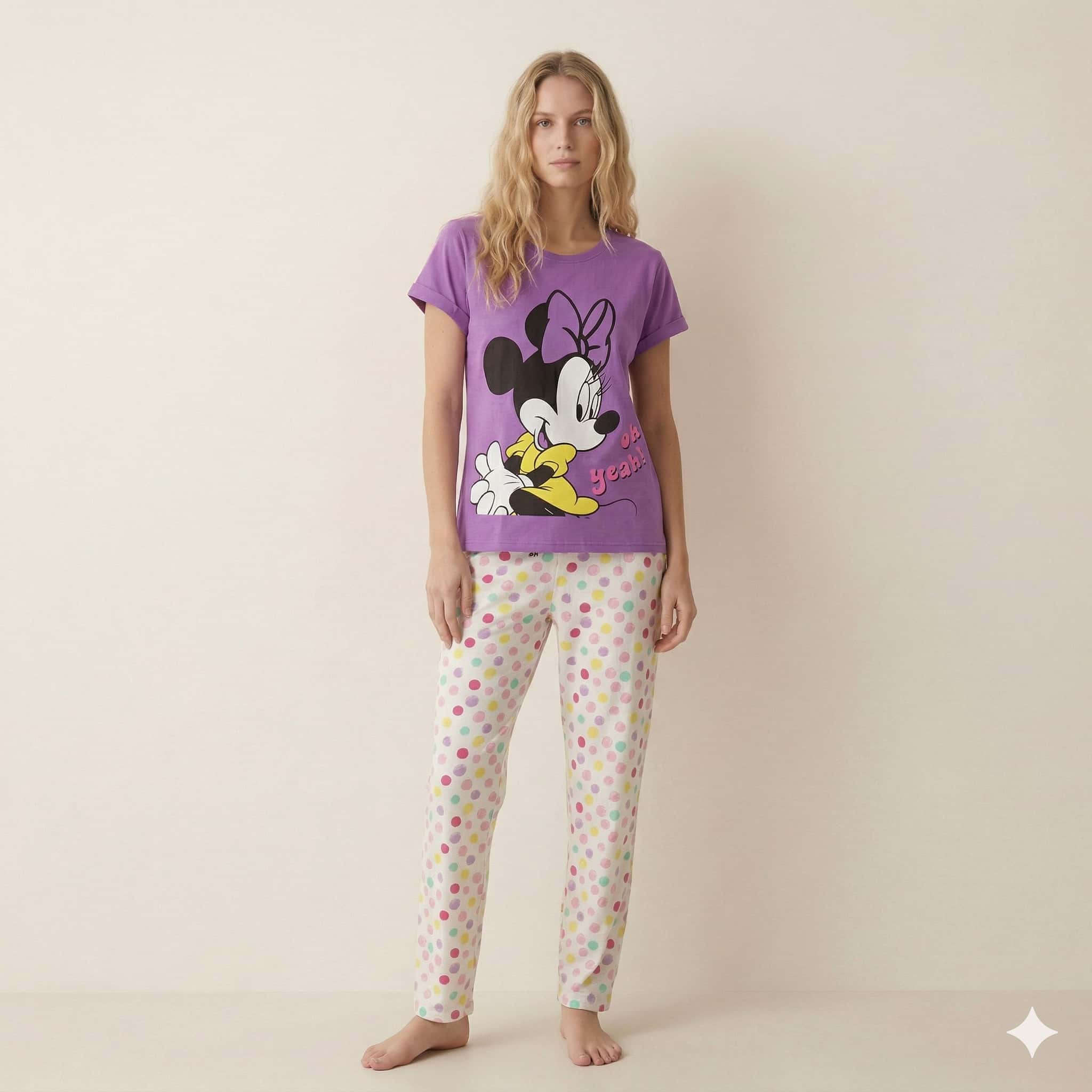 Oh Yeah Minnie Women Pajama Set - Purple