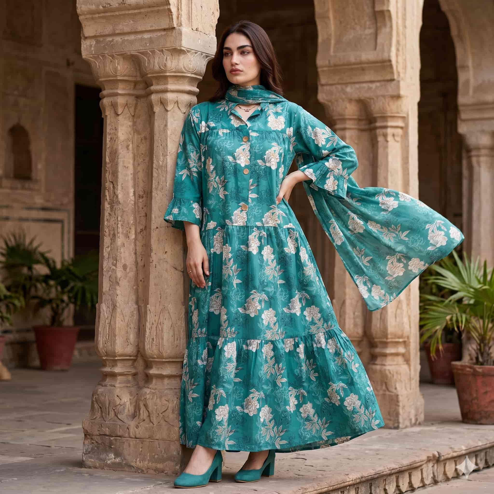 Teal Blossom Women Darra - Teal