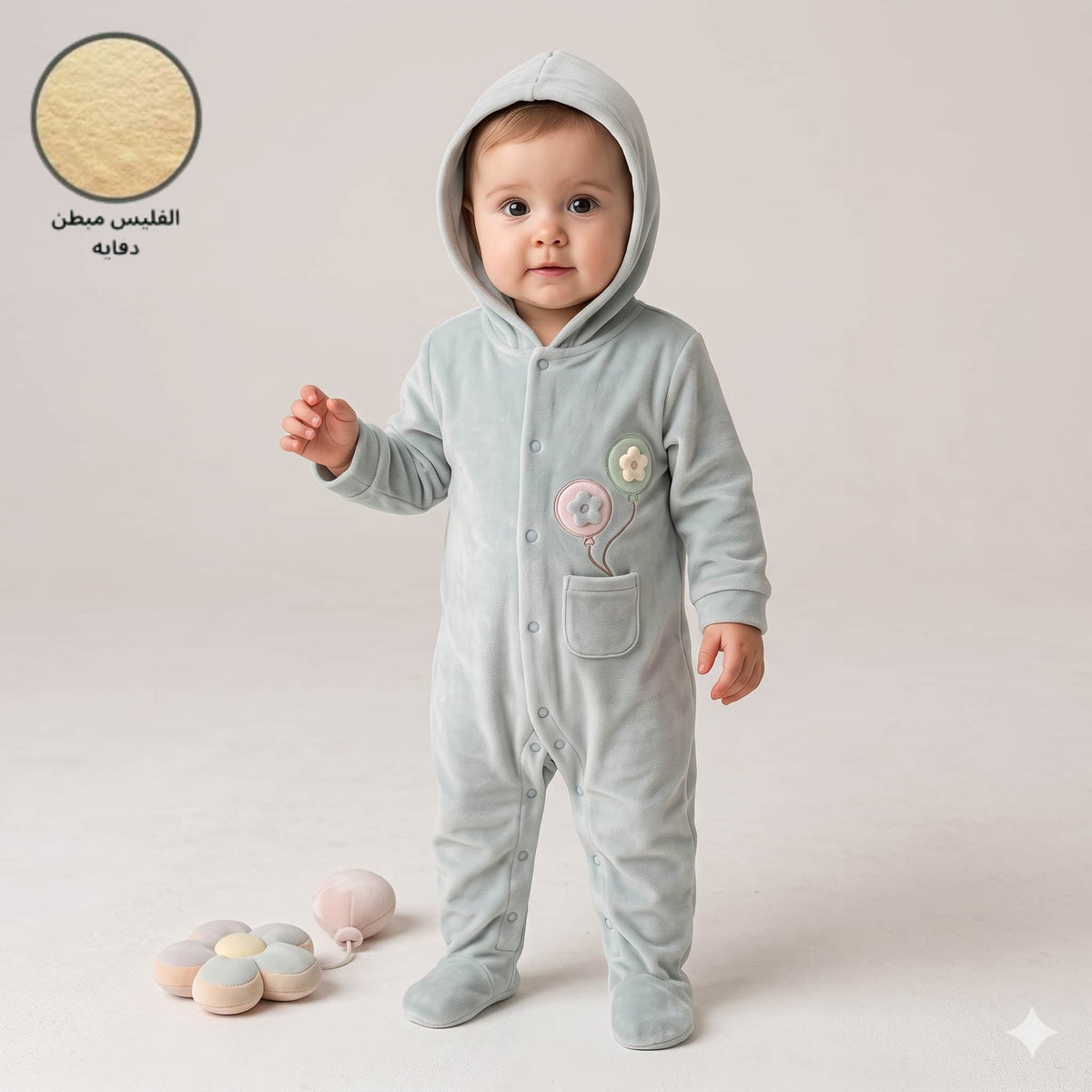 Blooming Wishes Baby Girls Winter Full Sleeves Romper – Mint Green