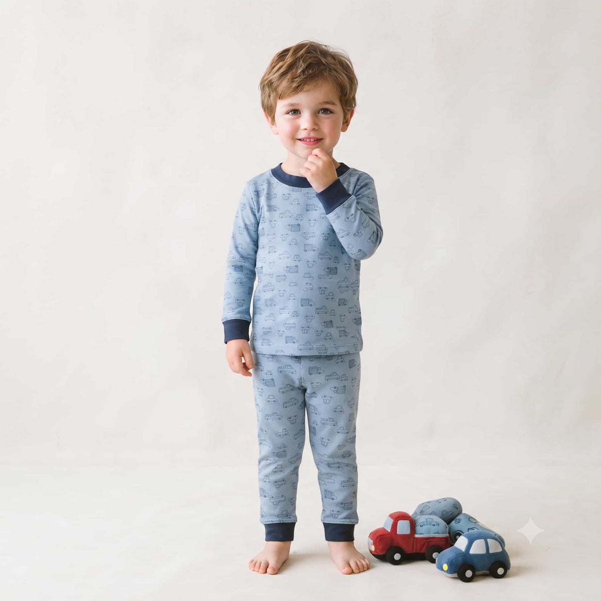 Motor Cars Boys Full Sleeves Pajama Set - Blue