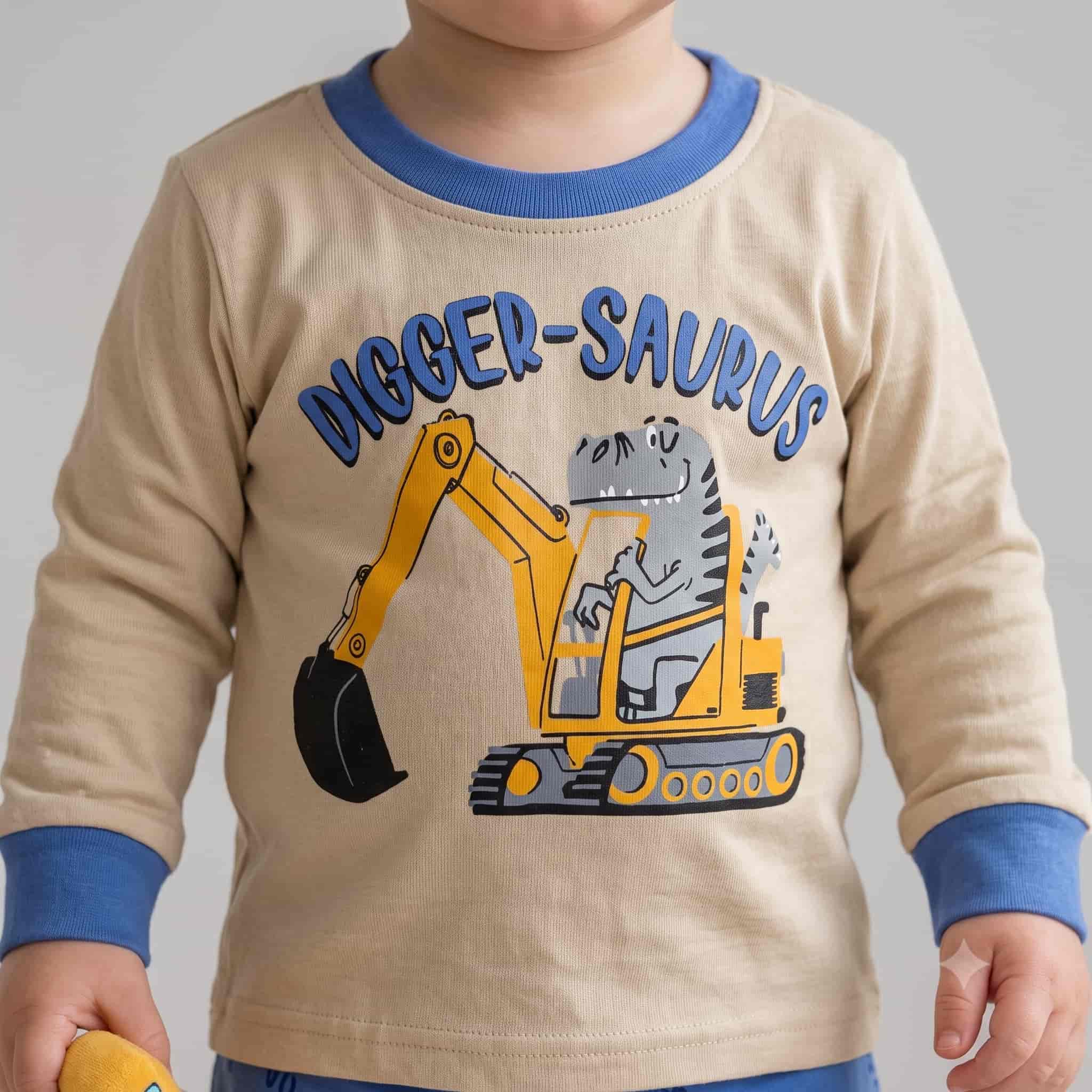 Builder Baby Boys Full Sleeves Pajama Set - Beige