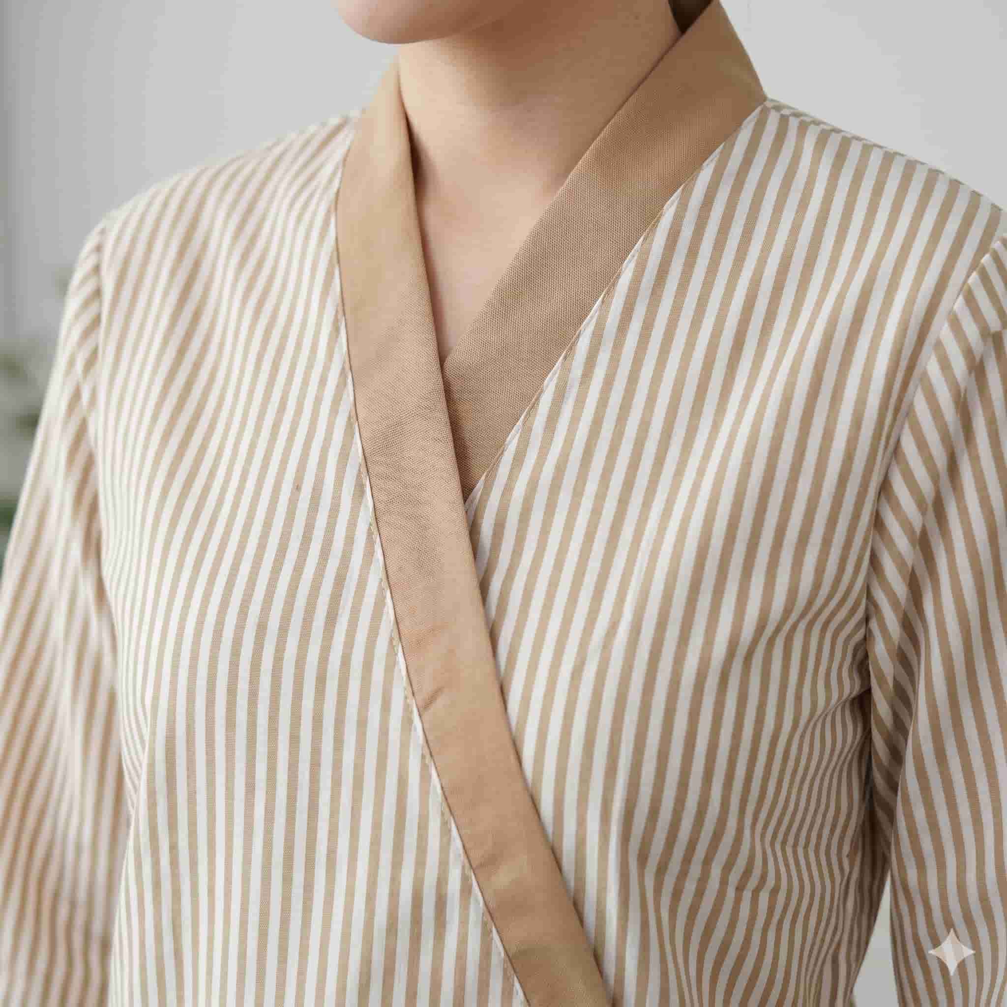 Sand Stripe Maid Women Uniform Set - Beige