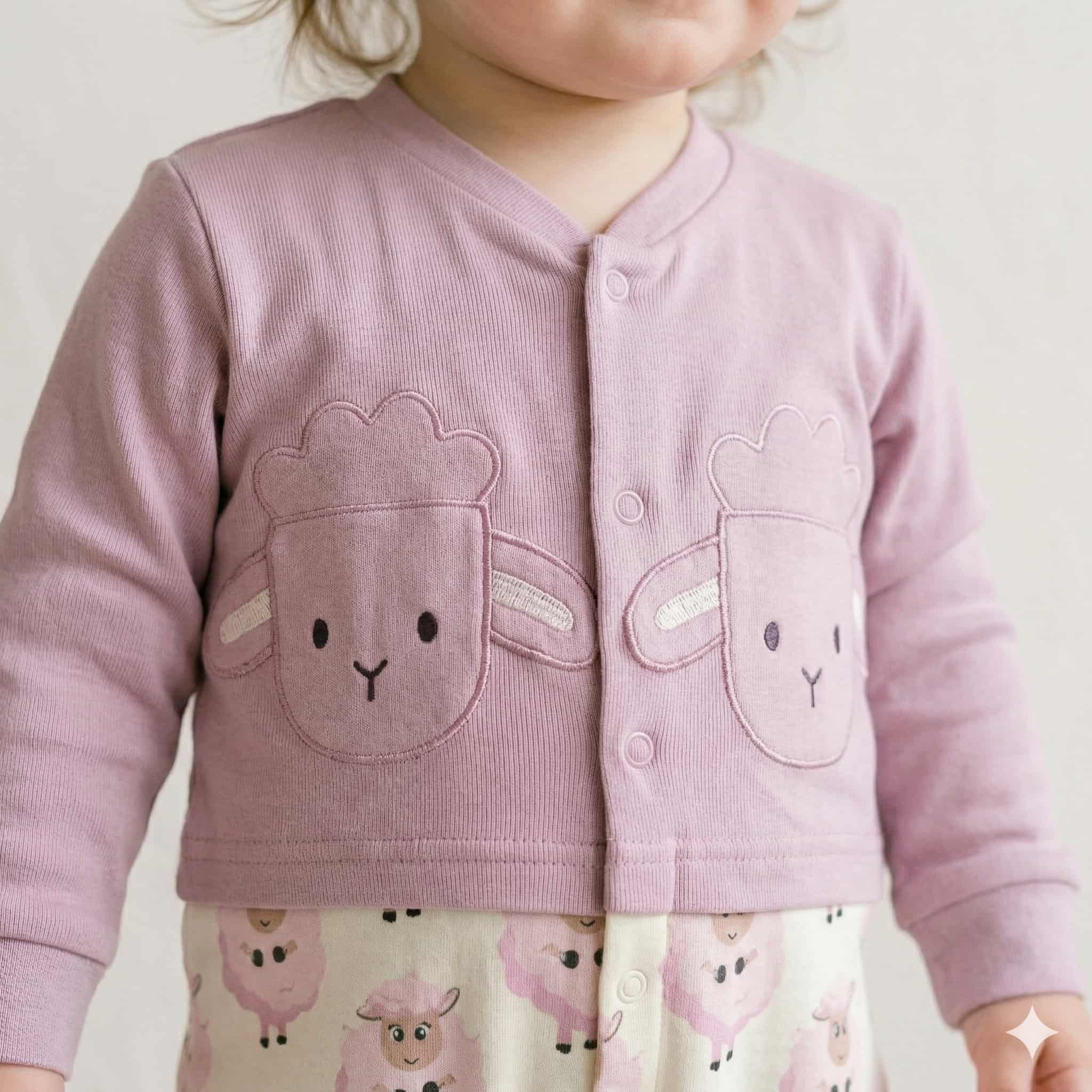 Cute Sheep Baby Girl Set - Purple