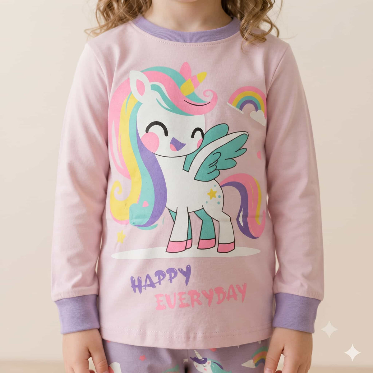 Happy Everyday Girls Full Sleeves Pajama Set – Light Pink