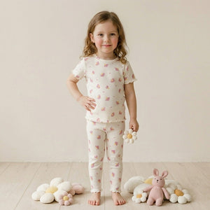 Daisy Dream Girls Short Sleeves Pajama Set - Cream