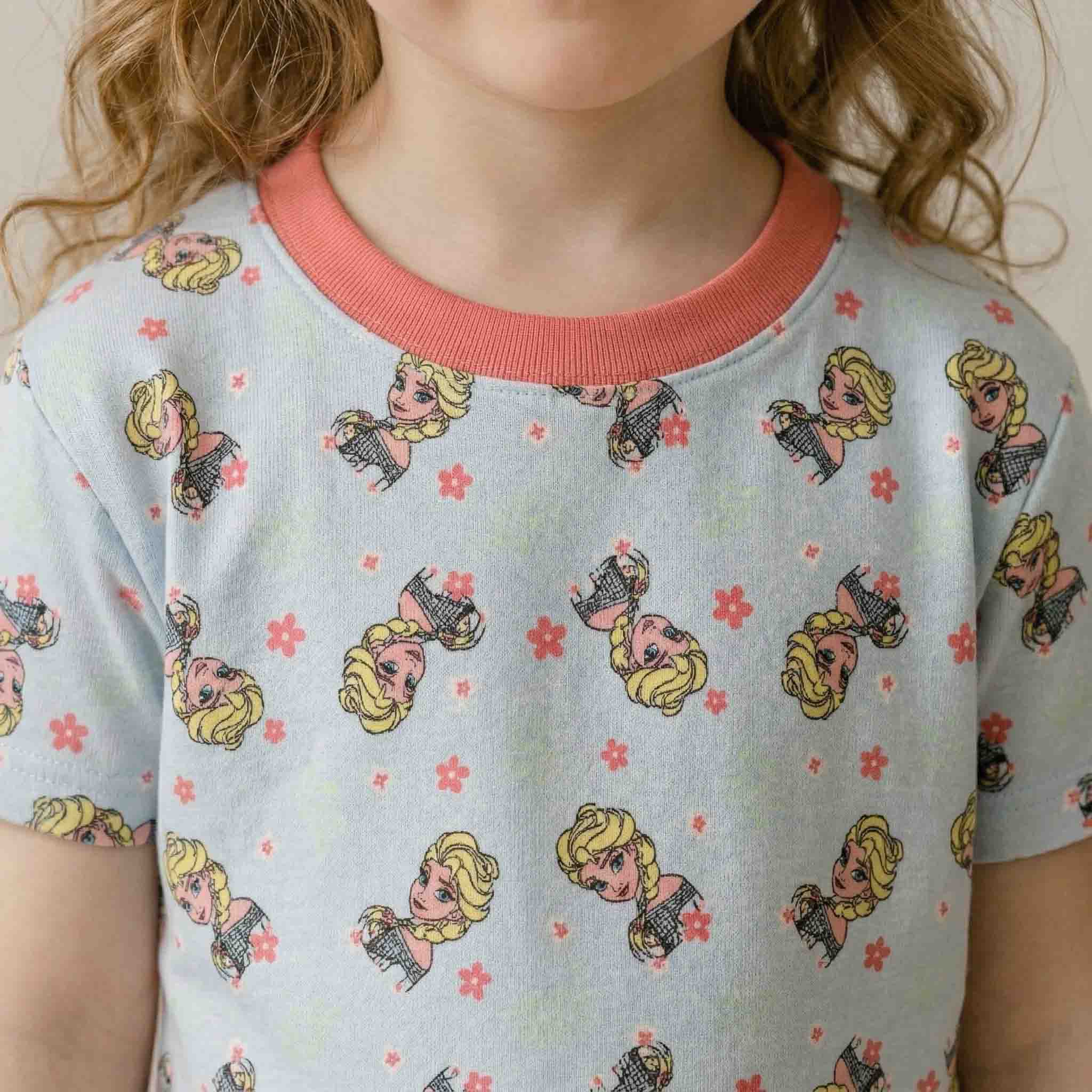 Frozen Princess Girls Short Sleeves Pajama Set - Blue
