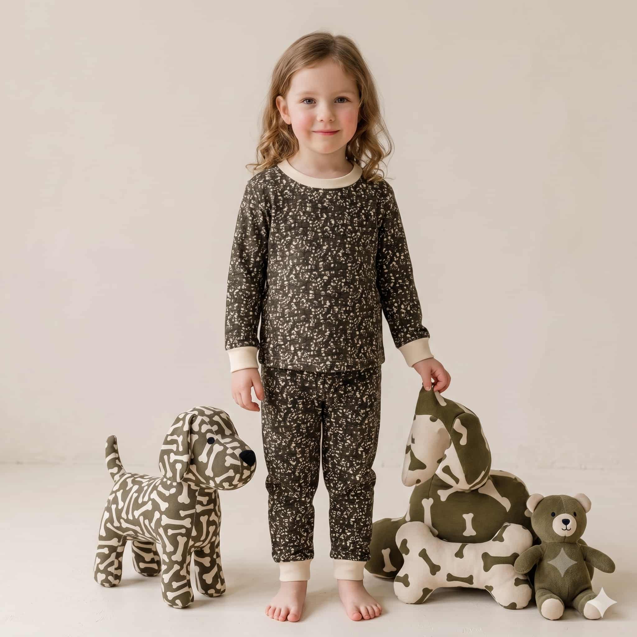 Midnight Mosaic Girls Full Sleeves Pajama Set - Black