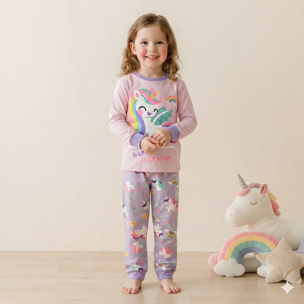 Happy Everyday Girls Full Sleeves Pajama Set – Light Pink