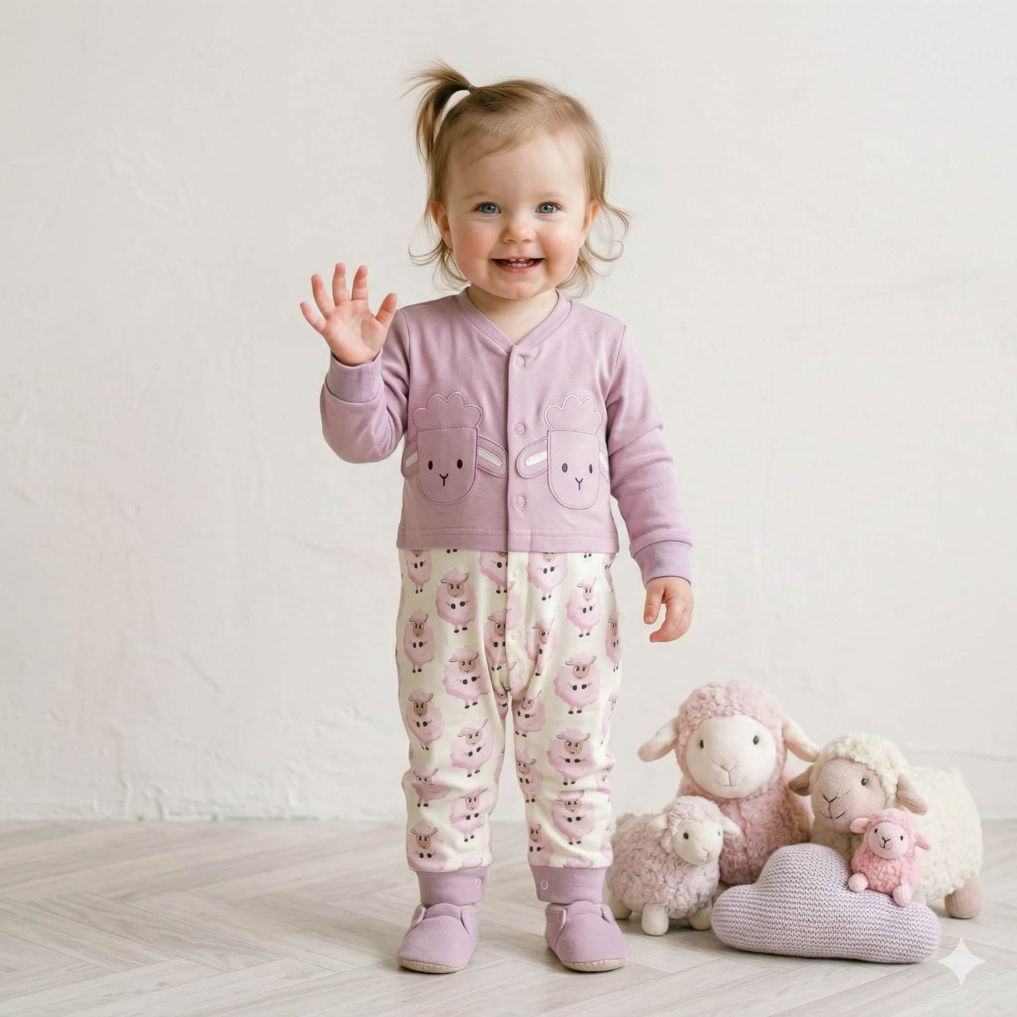 Cute Sheep Baby Girl Set - Purple