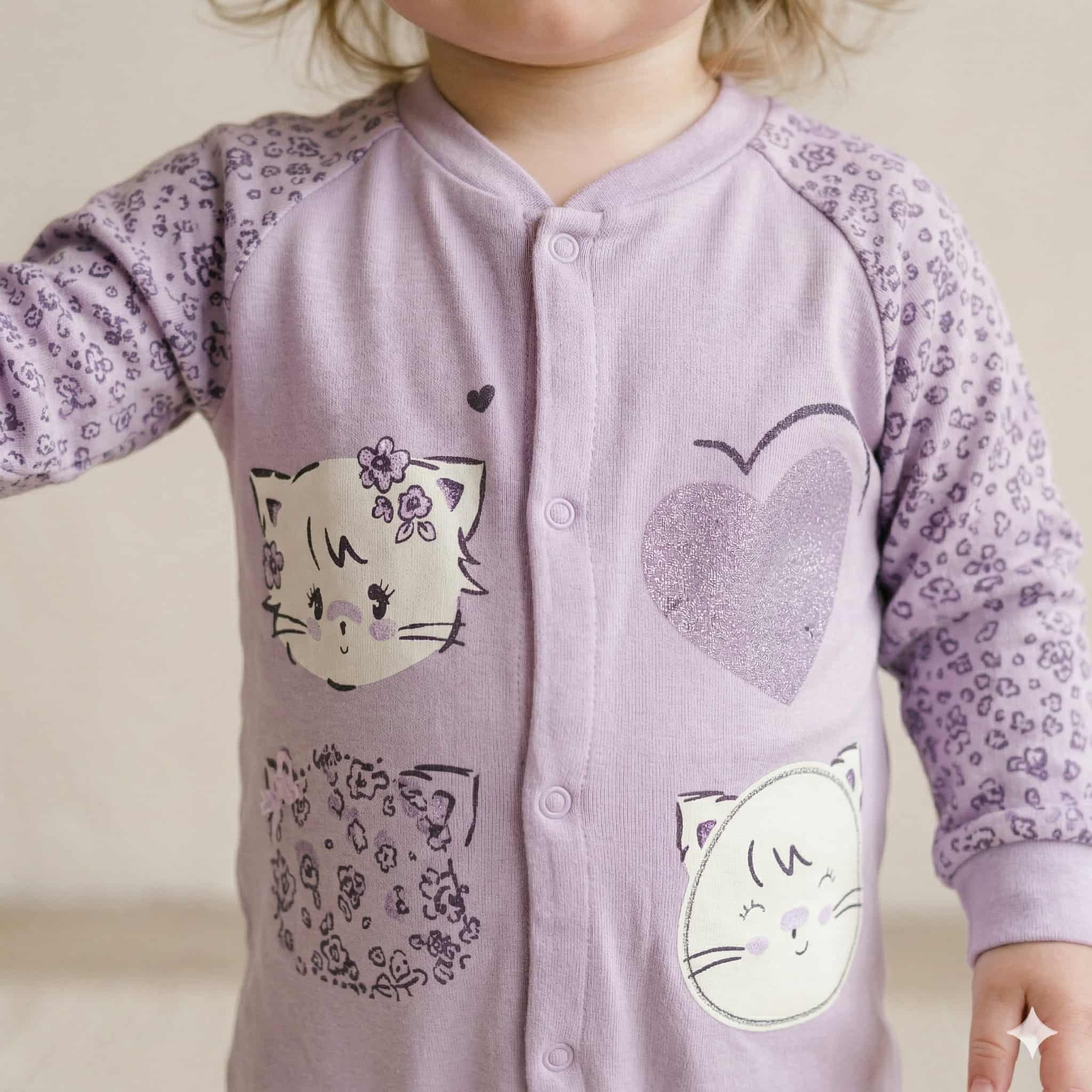 Cutie Cat Baby Girl Set - Purple