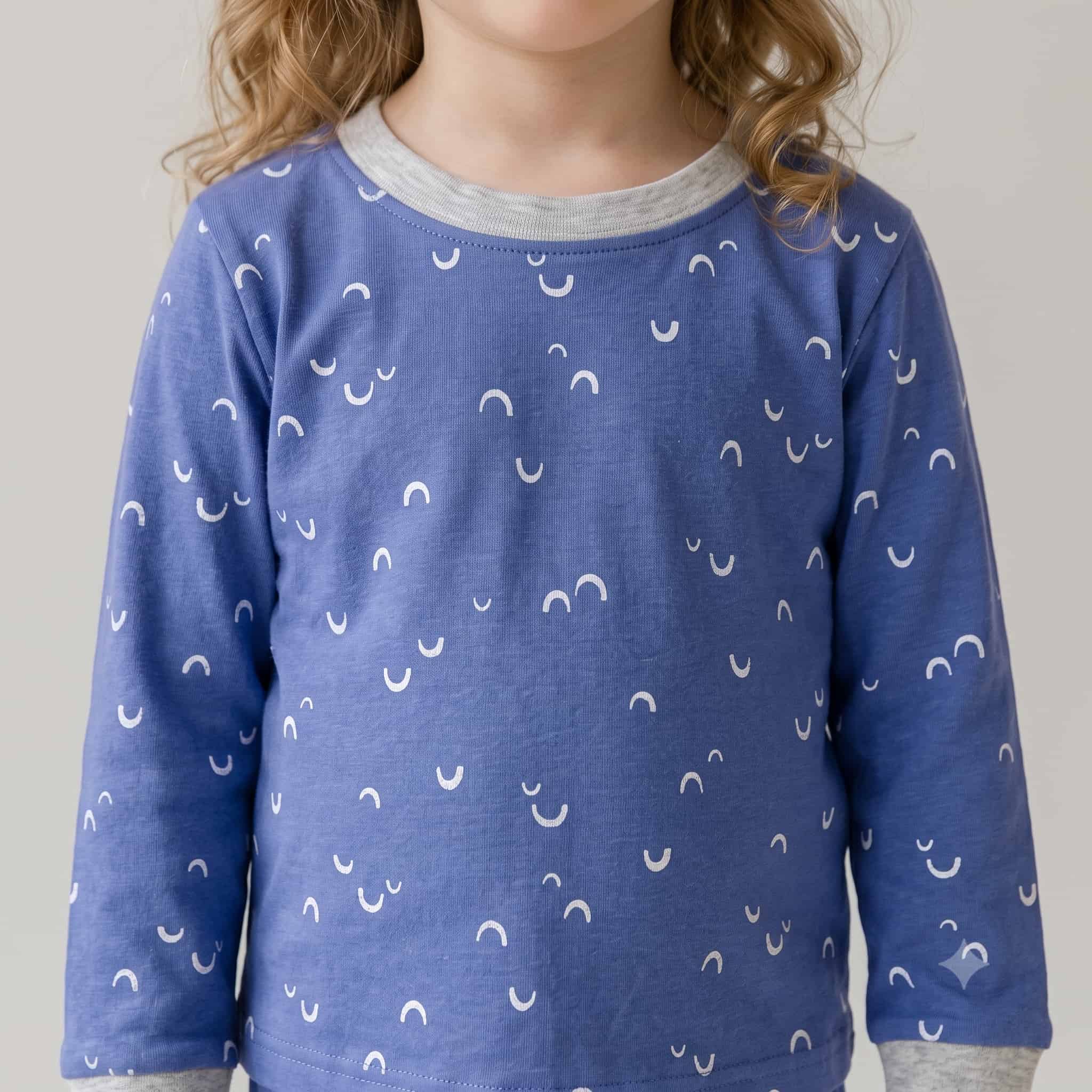 Moon Mist Girls Full Sleeves Pajama Set - Blue