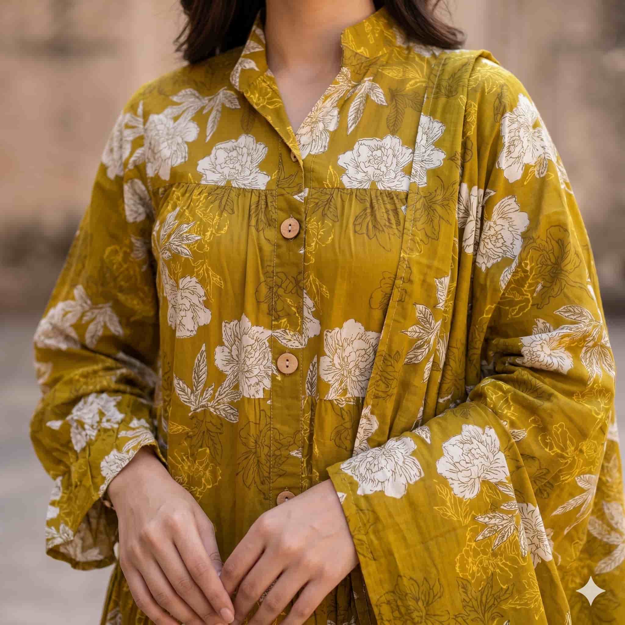 Sunlit Flora Women Darra - Mustard