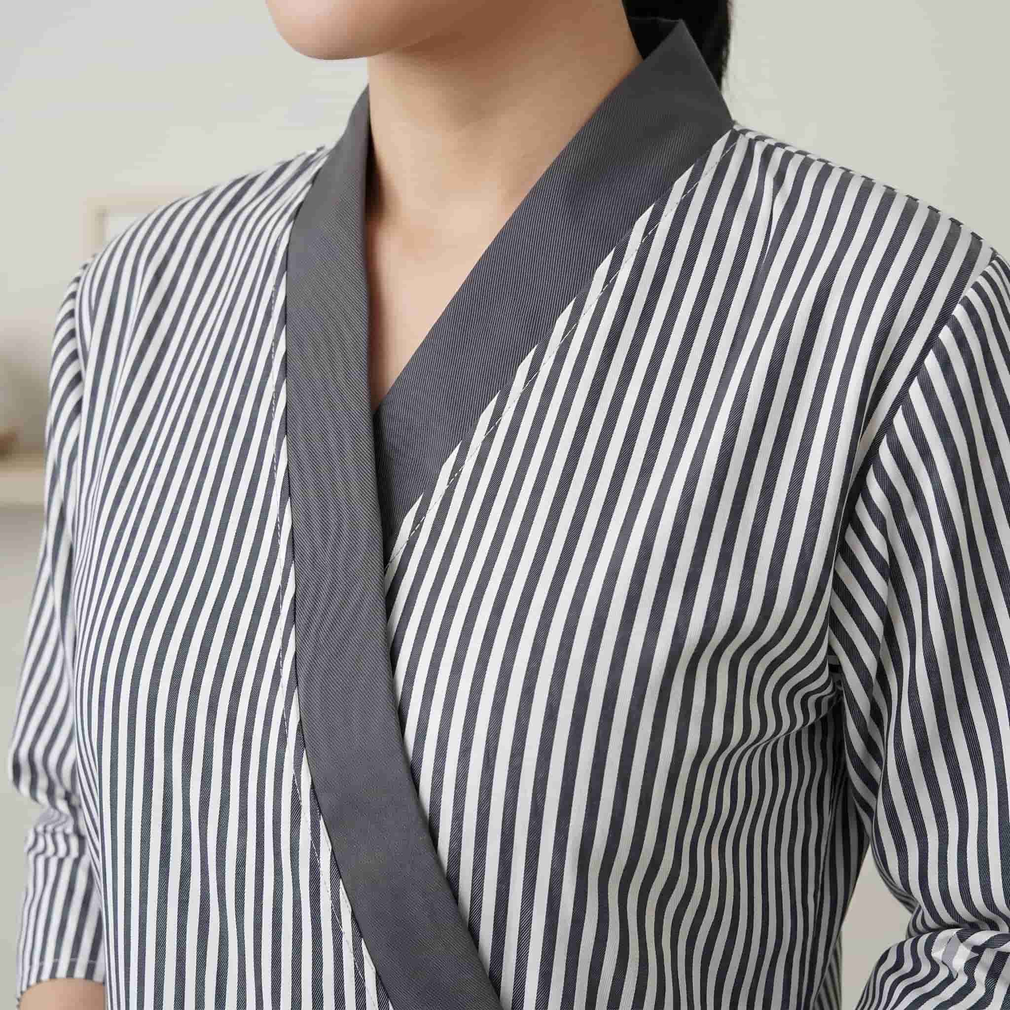 Charcoal Stripe Maid Women Uniform Set - Charcoal