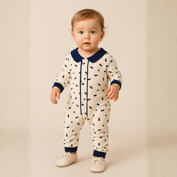 Floral Baby Girl Bodysuit- Blue