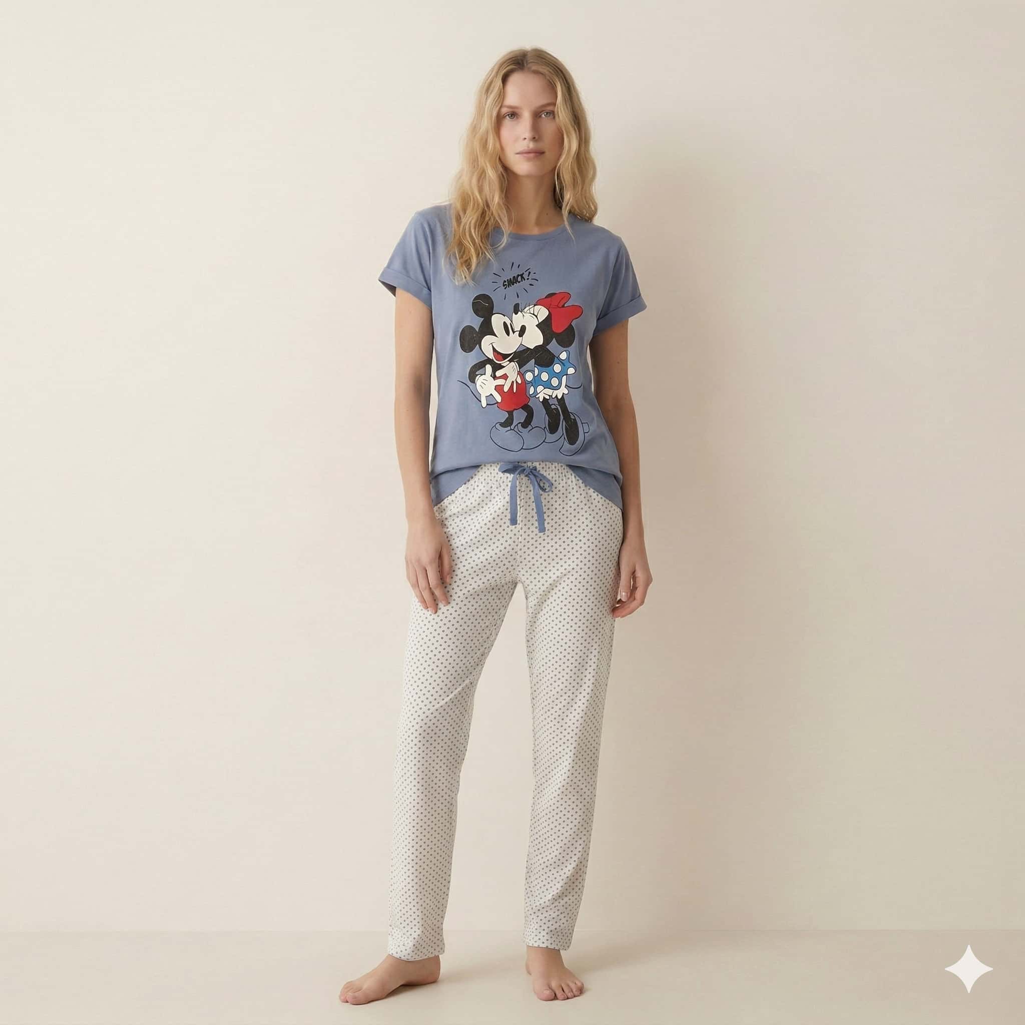 Minnie Mouse Smack Women Pajama Set - Teal