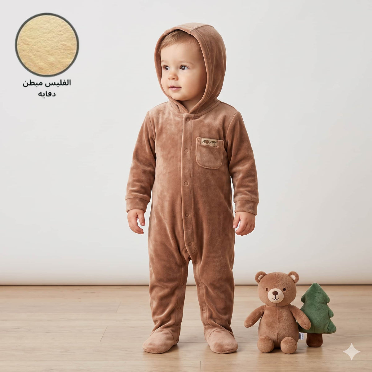 Teddy Hugs Baby Boys Winter Full Sleeves Pajama Set – Mocha Brown