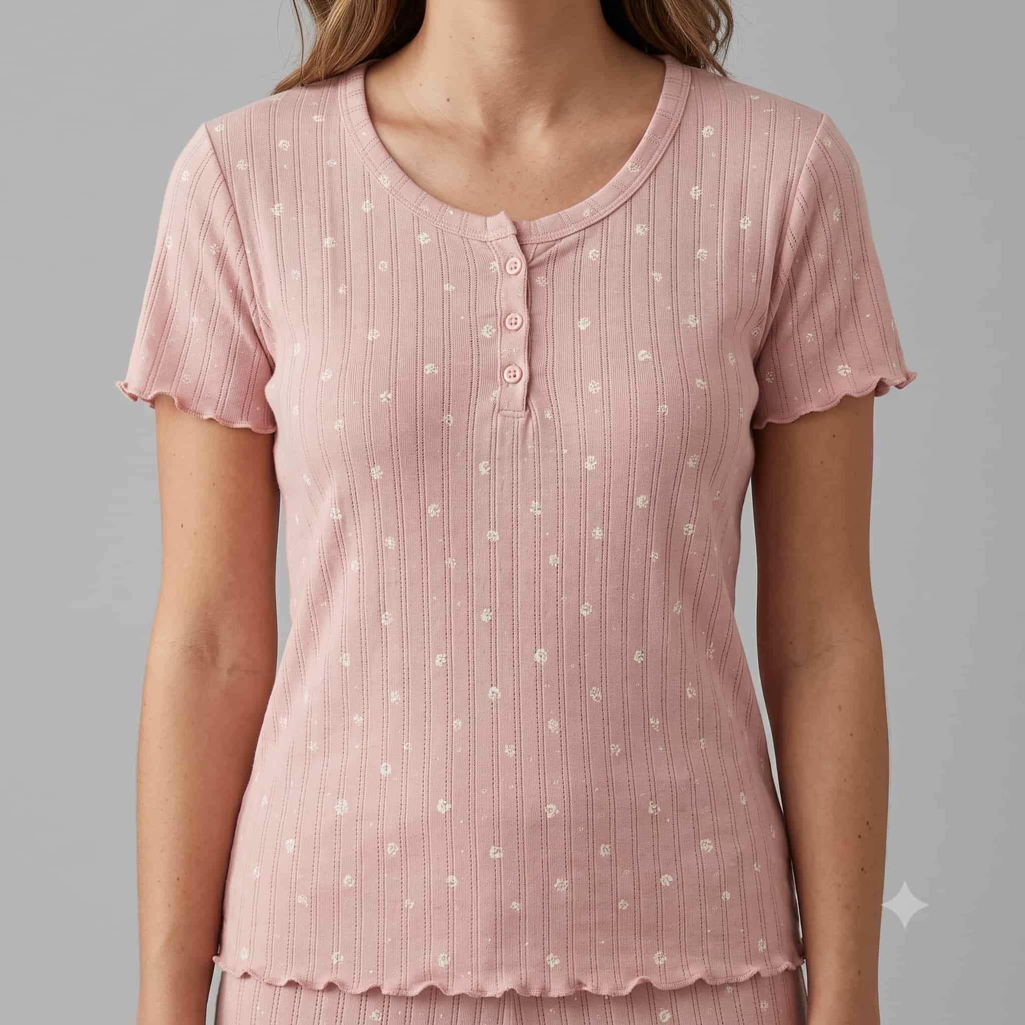 Rosy Glow Women Half Sleeves Pajama Set – Dusty Pink