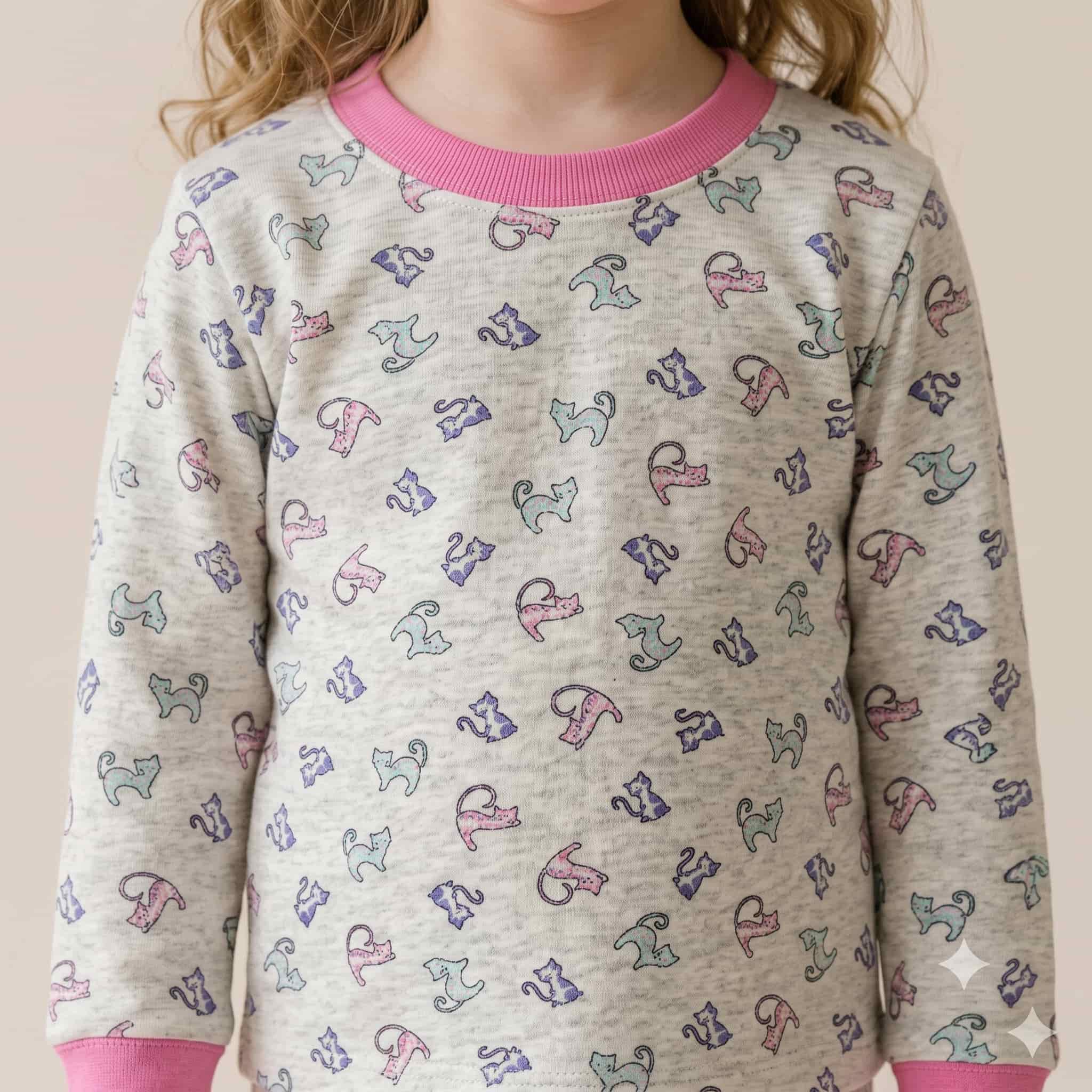 Kitties Girls Full Sleeves Pajama Set - Pink