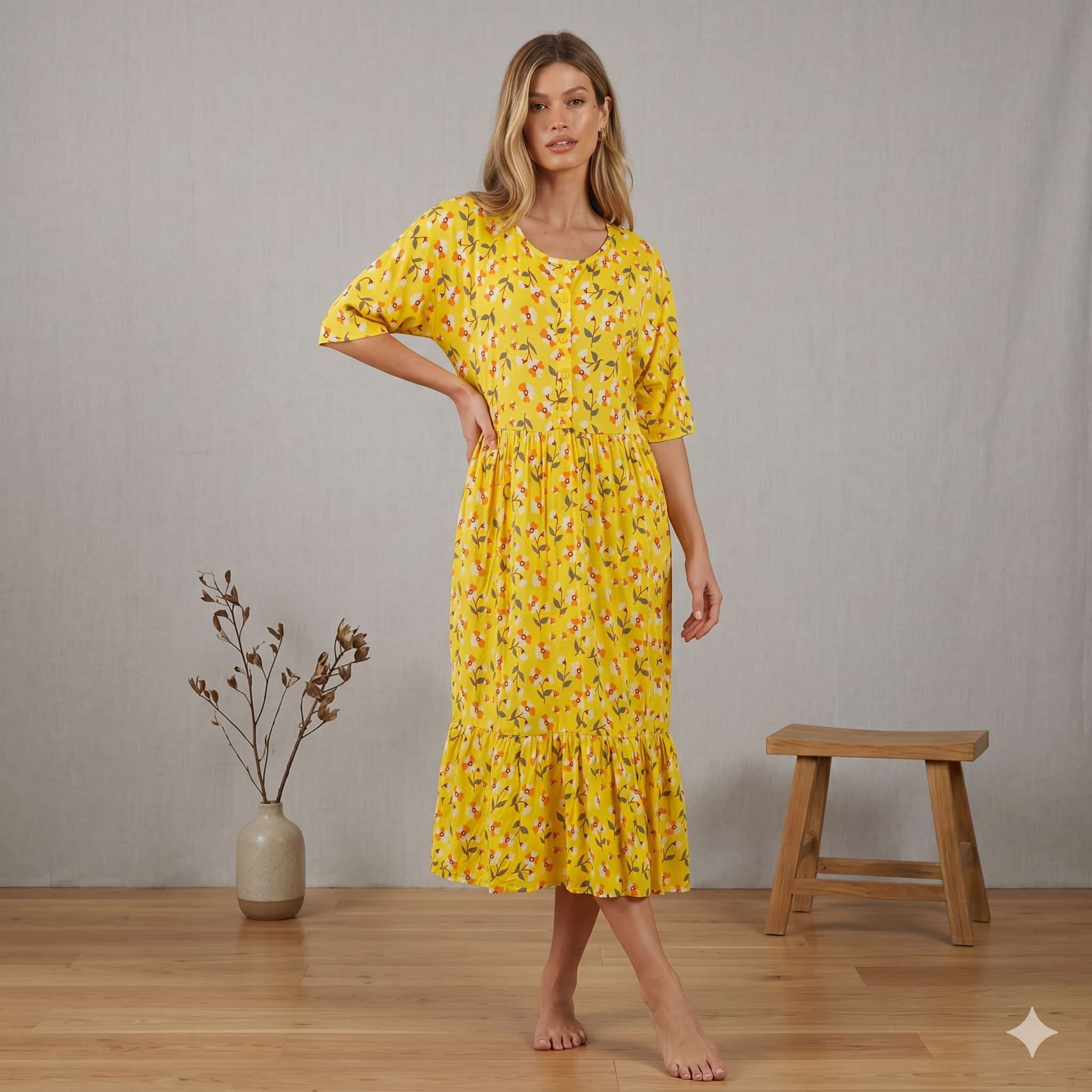 Sunny Bloom Women Midi - Yellow
