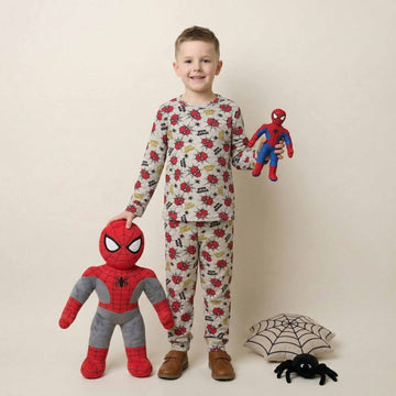 Spider-Man Mask Boys Full Sleeves Pajama Set - Grey